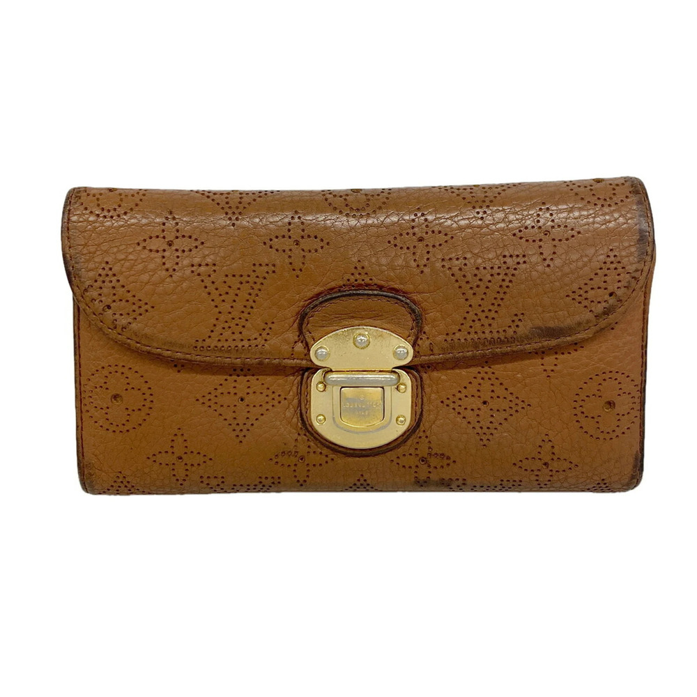 Louis Vuitton Mahina Portefeuille Amelia Tri-fold Long Wallet M95996 Cognac (...